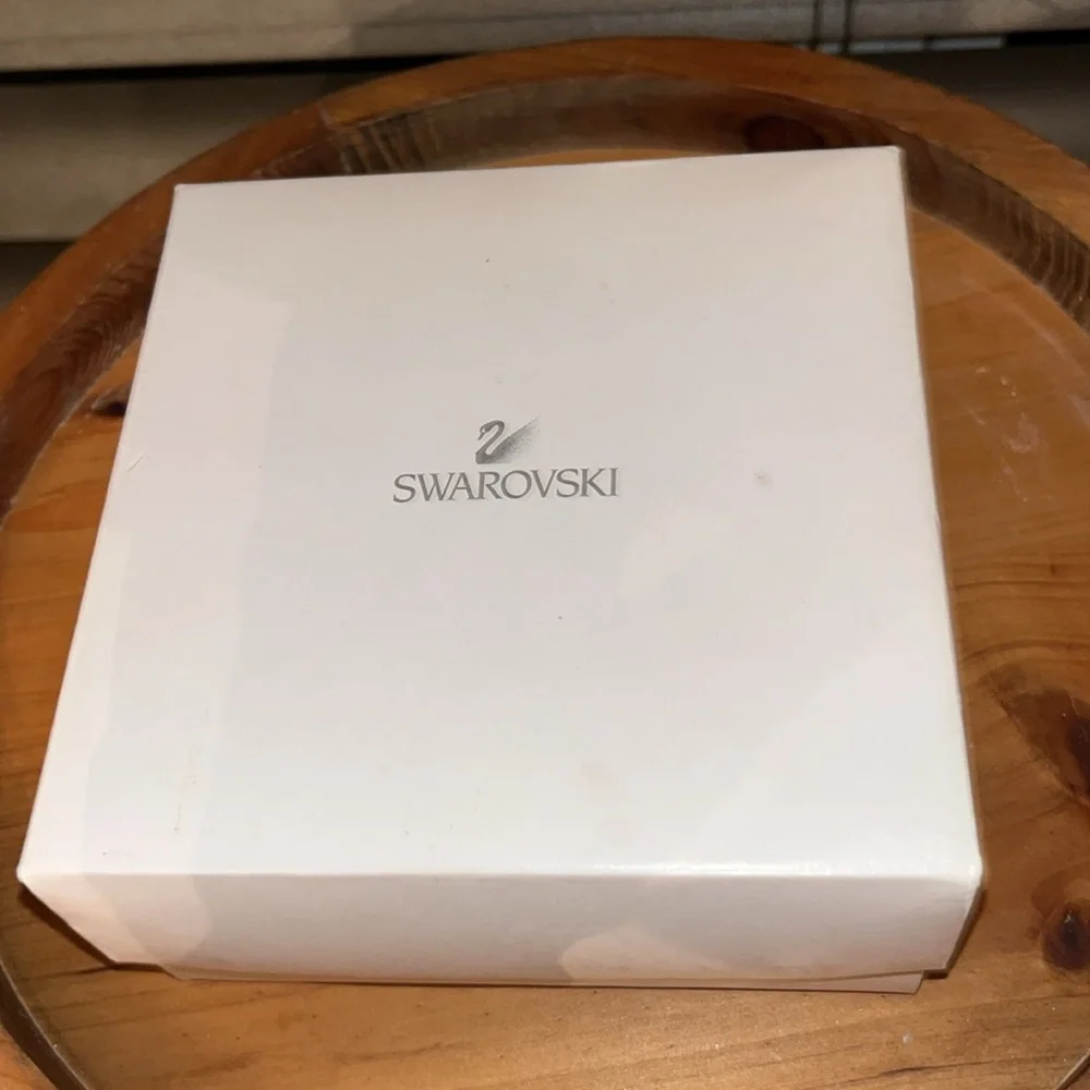 Swarovski Jeweled Brushed Finish Silver Box with Velvet Lining New In Giftbox